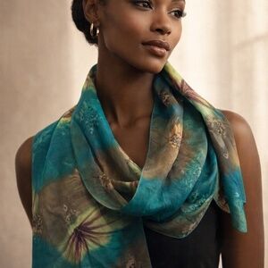 Vintage 100 % silk scarf/ hand made